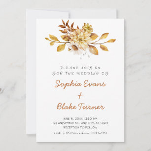 Invitation Mariage Antique Rustique Fleurs Blanches Douces