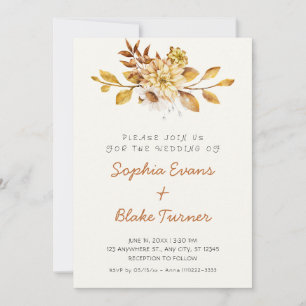 Invitation Mariage Antique Rustique Fleurs Douces Blanc Crème