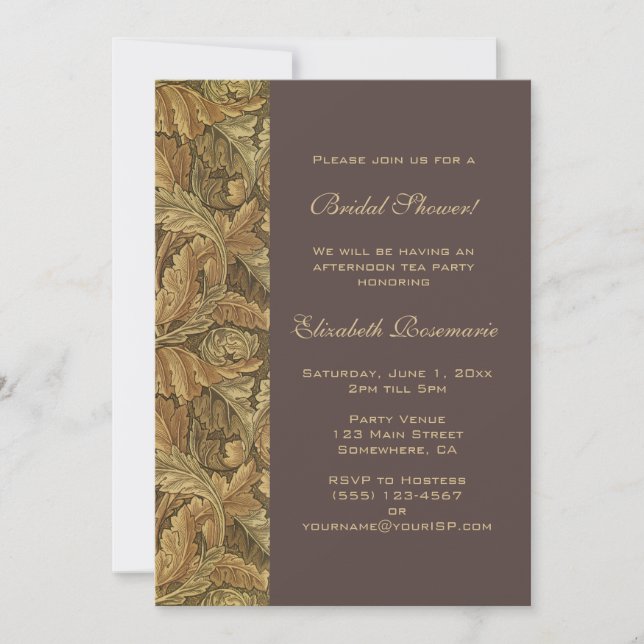Invitation Mariage Antique Victorien aux Feuilles d'Automne (Devant)