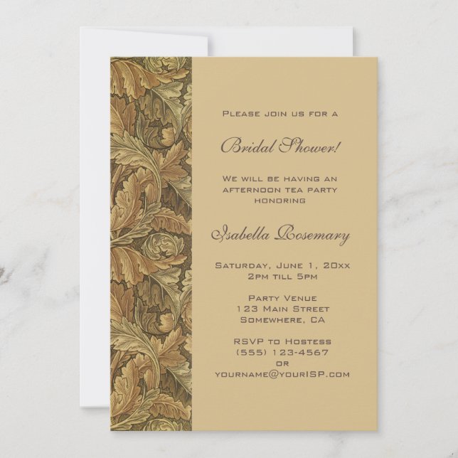 Invitation Mariage Antique Victorien Feuilles d'Automne (Devant)