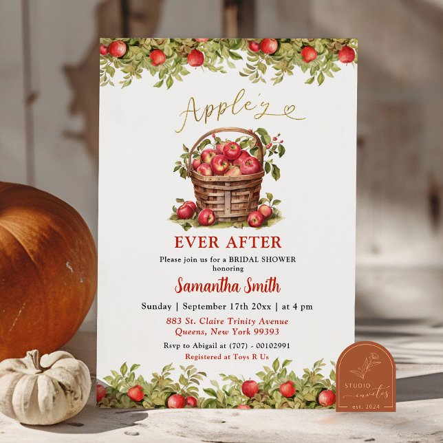 Invitation Mariage Apple-y Ever After à carreaux rouges (Créateur téléchargé)