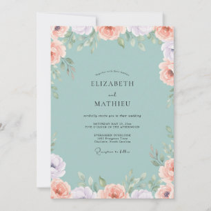 Invitation Mariage Aqua Doux Pivoine Pêche