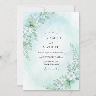 Invitation Mariage Aqua Gentle Bloom