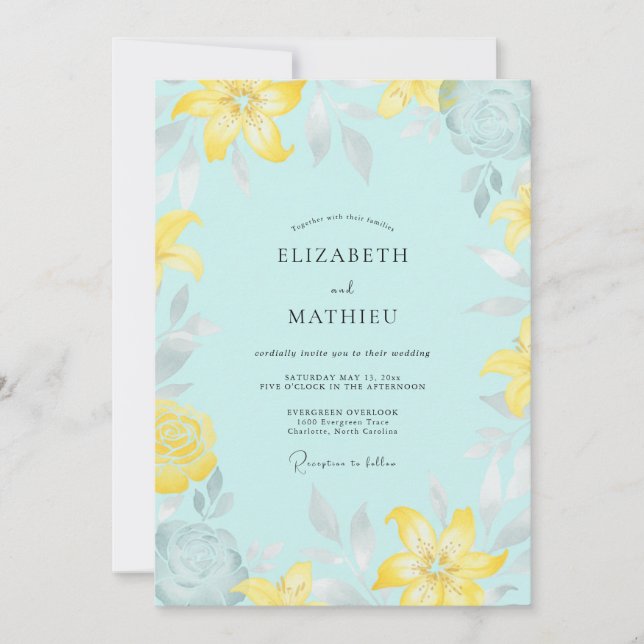 Invitation Mariage Aqua Lemon Lily (Devant)