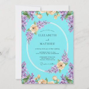 Invitation Mariage Aqua Lilas Pêche Eucalyptus