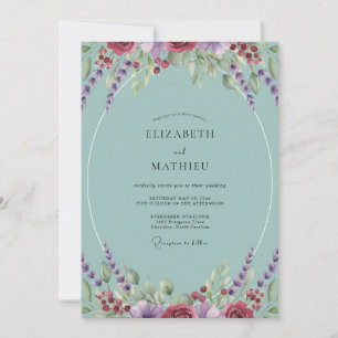 Invitation Mariage Aqua Magenta Wisteria