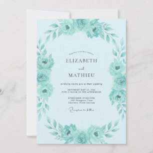 Invitation Mariage Aqua Menthe Feuillage Doux Eucalyptus