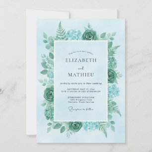 Invitation Mariage Aqua Menthe Fougère