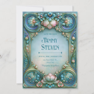 Invitation Mariage Aqua Perle Lotus