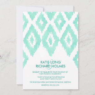 Invitation Mariage Aquamarine Green Ikat