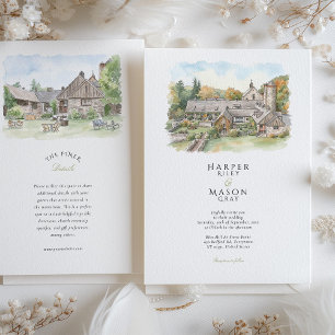 Invitation Mariage aquarelle à Blue Hill at Stone Barns