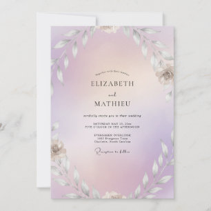 Invitation Mariage Aquarelle à la Feuille de Lavande