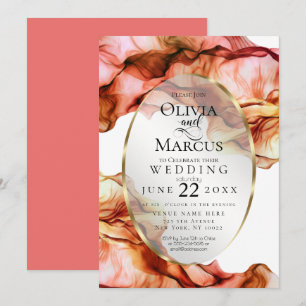 Invitation MARIAGE Aquarelle Abstraite Couleurs d'automne 3