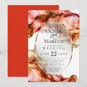 Invitation MARIAGE Aquarelle Abstraite Couleurs d'automne 4