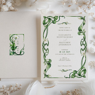 Invitation Mariage aquarelle Art Nouveau calla lily