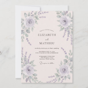 Invitation Mariage Aquarelle au Periwinkle Sage
