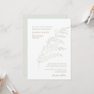 Invitation Mariage Aquarelle Automne Feuillage Simple Sage &