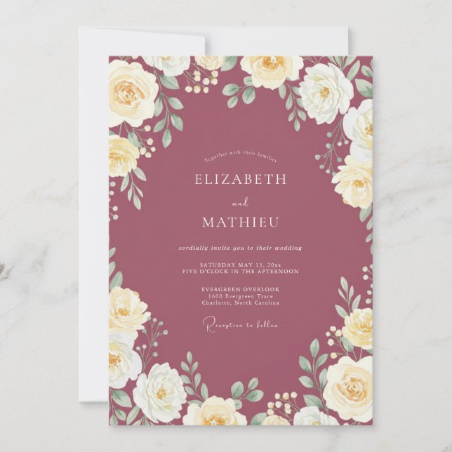 Invitation Mariage Aquarelle aux Fruits Rouges (Devant)