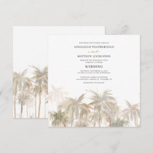 Invitation Mariage aquarelle aux palmiers modernes