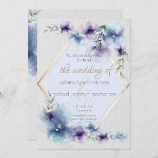 Invitation Mariage | Aquarelle bleu et violet