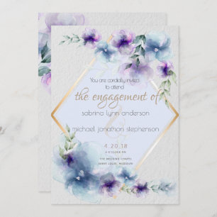 Invitation Mariage Aquarelle bleu et violet