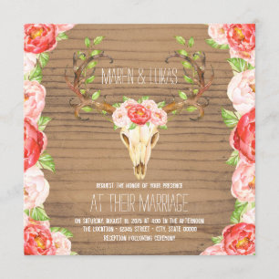 Invitation Mariage aquarelle bois rustique bois de cerf