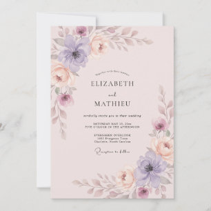 Invitation Mariage Aquarelle Botanique à la Lavande Douce