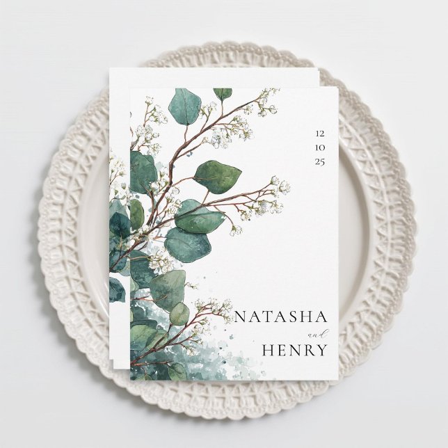 Invitation Mariage aquarelle botanique Eucalyptus Vert  (Créateur téléchargé)