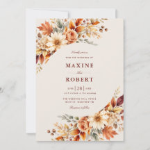 Mariage aquarelle botanique feuilles d'automne