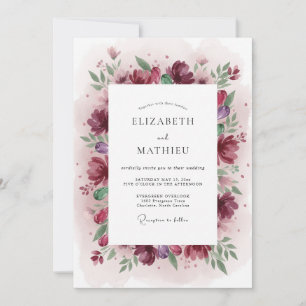 Invitation Mariage Aquarelle Burgundy Humeur