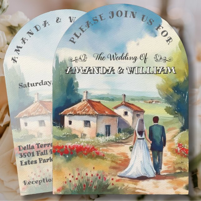 Invitation Mariage Aquarelle Campagnard Charme Rustique (Créateur téléchargé)
