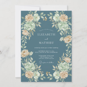 Invitation Mariage aquarelle Champagne Ardoise