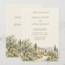 Mariage aquarelle de la villa toscane oliveraie