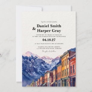 Invitation Mariage aquarelle de montagne à Telluride Colorado
