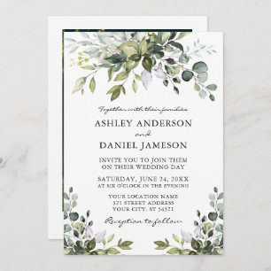 Invitation Mariage Aquarelle de verdure Photo