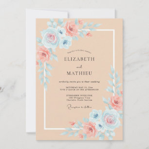 Invitation Mariage Aquarelle Eau Apricot
