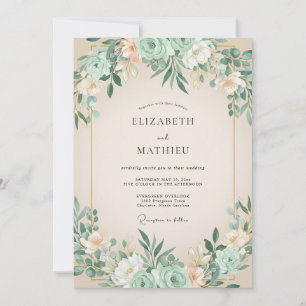 Invitation Mariage aquarelle eau de mer menthe