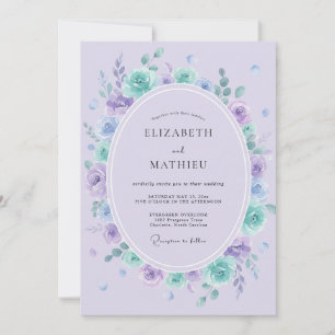 Invitation Mariage aquarelle eau douce lilas