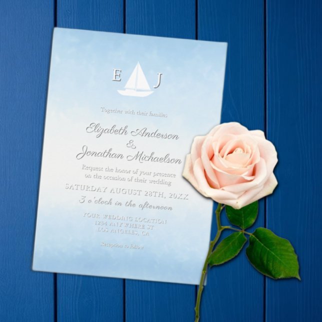 Invitation Mariage Aquarelle Eau Rendant au Ciel (Créateur téléchargé)