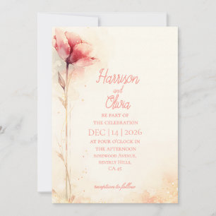 Invitation Mariage aquarelle élégant et minimaliste tulipe ro