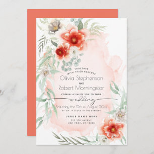 Invitation Mariage Aquarelle Flame Fleurs d'araignée