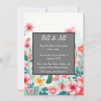 Invitation Mariage Aquarelle Fleur sauvage Soft Pastel