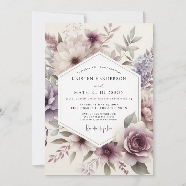 Invitation Mariage Aquarelle Flora Chardon (Devant)