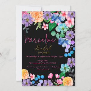 Invitation Mariage aquarelle floral rose vif gras