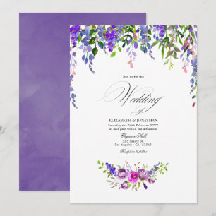 Invitation Mariage aquarelle floral ultra violet