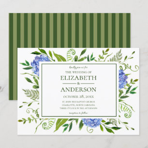 Invitation Mariage Aquarelle Florale aux Hortensias Bleus