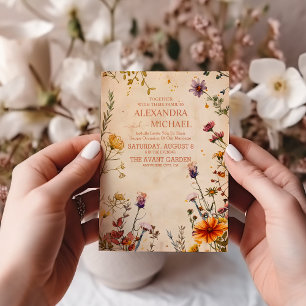 Invitation Mariage aquarelle florale en terre cuite de fleurs