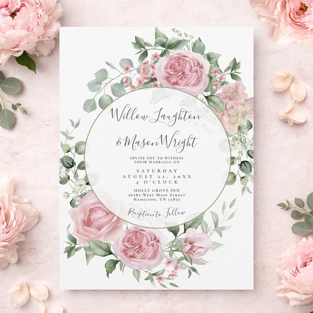 Invitation Mariage aquarelle florale rose blush (Blush Pink Floral Watercolor Wedding Invitation)