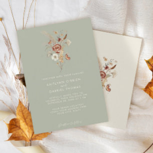 Invitation Mariage aquarelle florale séchée de sauge sauvage