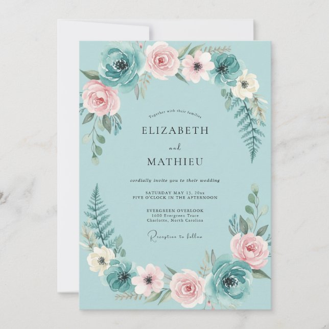 Invitation Mariage Aquarelle Foliage Eucalyptus (Devant)